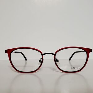 Innotec Round Lightweight Eyeglasses Frames 48-21-140 Burgundy/Black Made Japan